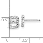 Cheryl M Sterling Silver Rhodium-plated Polished Letter B CZ Initial Post Earrings