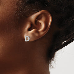 Cheryl M Sterling Silver Rhodium-plated Polished Letter D CZ Initial Post Earrings