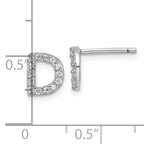 Cheryl M Sterling Silver Rhodium-plated Polished Letter D CZ Initial Post Earrings