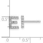 Cheryl M Sterling Silver Rhodium-plated Polished Letter E CZ Initial Post Earrings