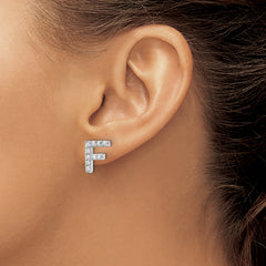 Cheryl M Sterling Silver Rhodium-plated Polished Letter F CZ Initial Post Earrings