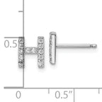 Cheryl M Sterling Silver Rhodium-plated Polished Letter H CZ Initial Post Earrings
