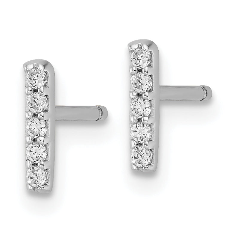 Cheryl M Sterling Silver Rhodium-plated Polished Letter I CZ Initial Post Earrings Secondary image