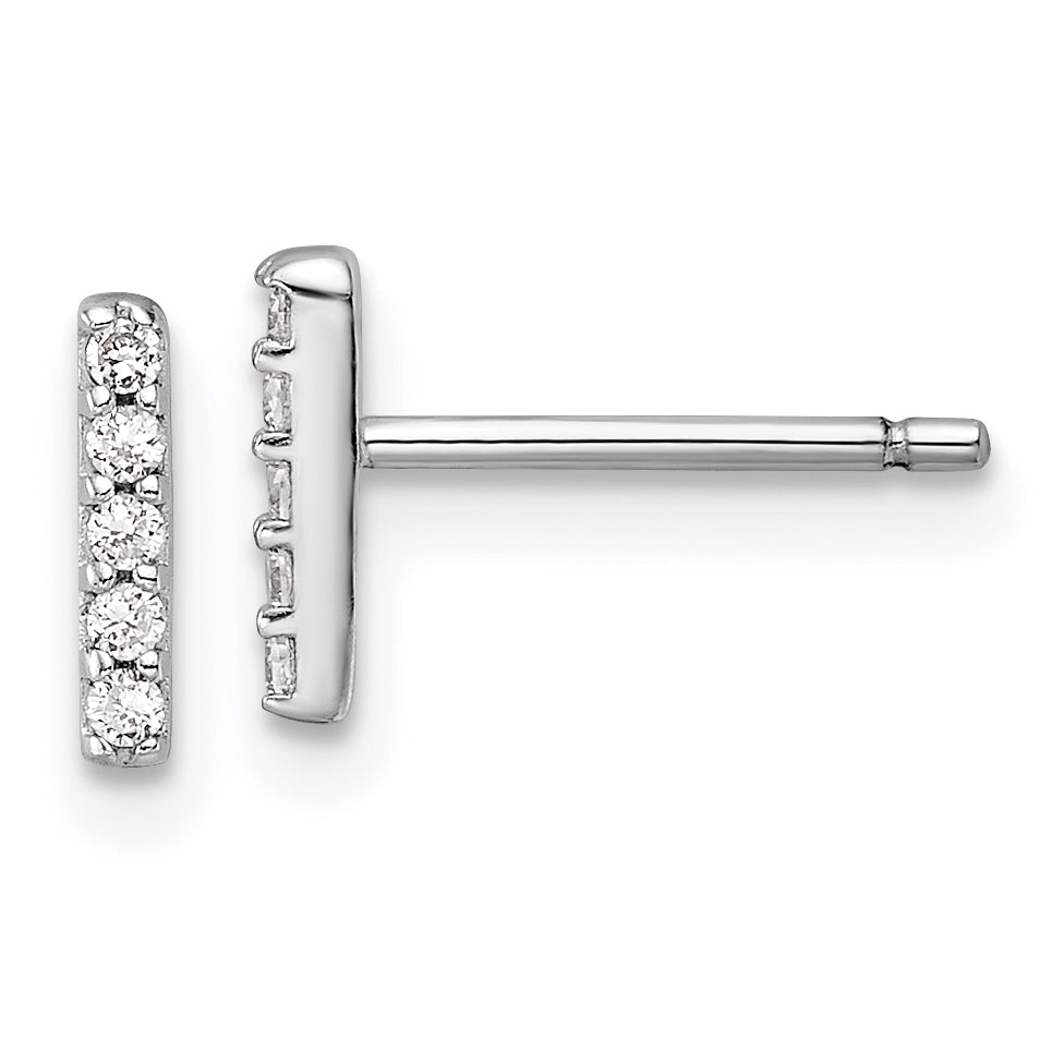 Cheryl M Sterling Silver Rhodium-plated Polished Letter I CZ Initial Post Earrings Main image