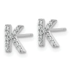 Cheryl M Sterling Silver Rhodium-plated Polished Letter K CZ Initial Post Earrings