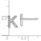 Cheryl M Sterling Silver Rhodium-plated Polished Letter K CZ Initial Post Earrings