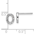 Cheryl M Sterling Silver Rhodium-plated Polished Letter O CZ Initial Post Earrings