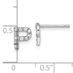 Cheryl M Sterling Silver Rhodium-plated Polished Letter P CZ Initial Post Earrings