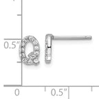 Cheryl M Sterling Silver Rhodium-plated Polished Letter Q CZ Initial Post Earrings