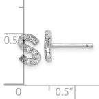 Cheryl M Sterling Silver Rhodium-plated Polished Letter S CZ Initial Post Earrings