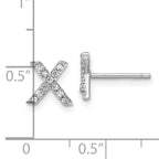 Cheryl M Sterling Silver Rhodium-plated Polished Letter X CZ Initial Post Earrings
