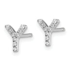 Cheryl M Sterling Silver Rhodium-plated Polished Letter Y CZ Initial Post Earrings