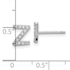 Cheryl M Sterling Silver Rhodium-plated Polished Letter Z CZ Initial Post Earrings