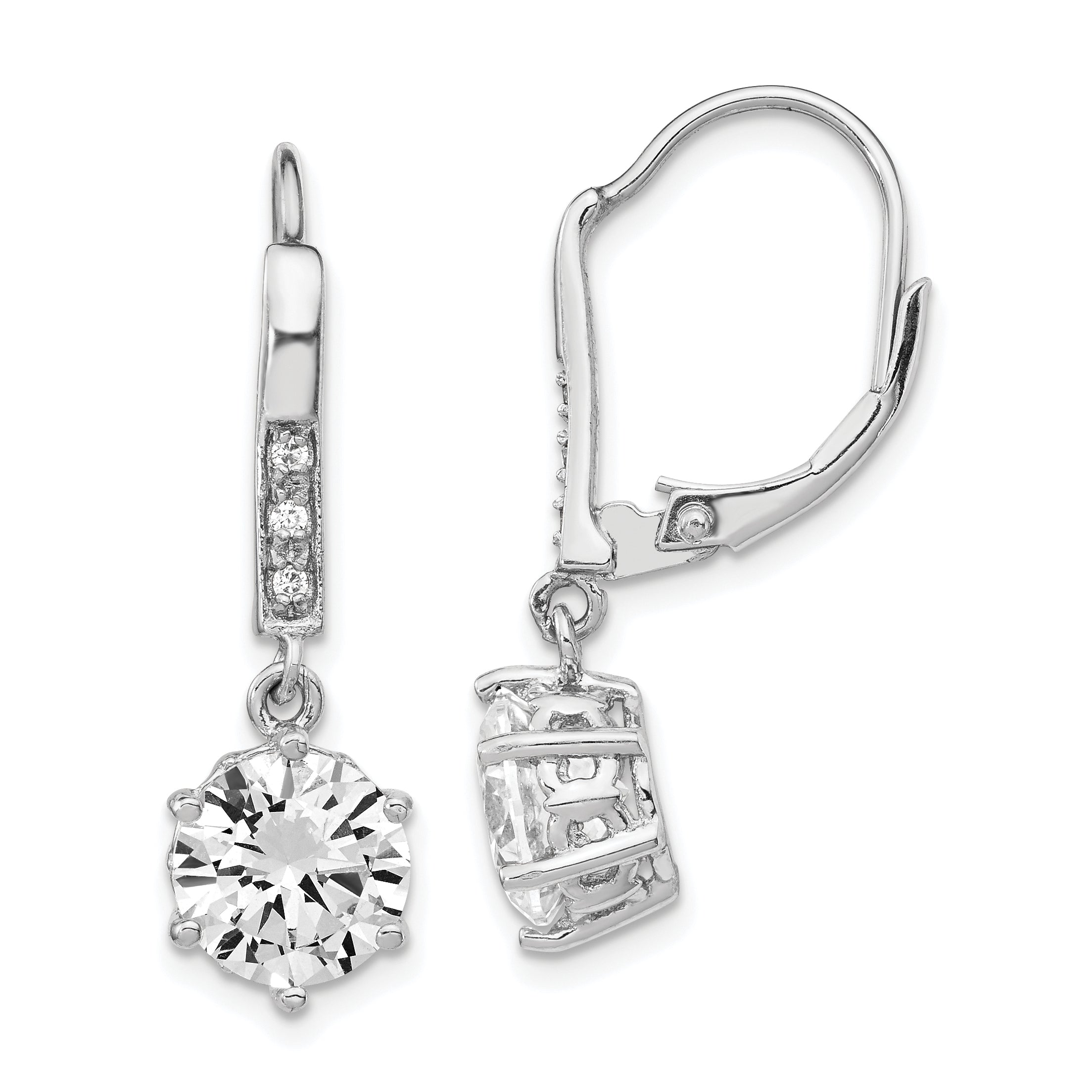 Cheryl M Sterling Silver Rhodium-plated Brilliant-cut CZ Dangle Leverback Earrings Main image