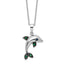 Cheryl M Sterling Silver Rhodium-plated with Black Rhodium Polished Blue and Green CZ Dolphin 16 Inch with 2 Inch Extension Necklace