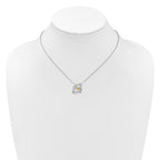 Cheryl M Sterling Silver Rhodium and Gold-plated Polished CZ Cow 16 Inch with 2 Inch Extension Necklace