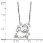 Cheryl M Sterling Silver Rhodium and Gold-plated Polished CZ Cow 16 Inch with 2 Inch Extension Necklace
