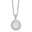 Cheryl M Sterling Silver Rhodium-plated Polished Lab Created Opal and CZ Halo Circle 16 Inch with 2 Inch Extension Necklace