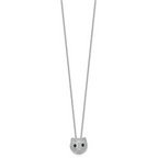 Cheryl M Sterling Silver Rhodium-plated Polished Black and White CZ Cat 16 Inch with 2 Inch Extension Necklace
