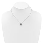Cheryl M Sterling Silver Rhodium-plated Polished Black and White CZ Cat 16 Inch with 2 Inch Extension Necklace