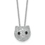 Cheryl M Sterling Silver Rhodium-plated Polished Black and White CZ Cat 16 Inch with 2 Inch Extension Necklace