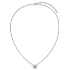 Cheryl M Sterling Silver Rhodium-plated Polished 9mm Bezel Set CZ 16 Inch with 2 Inch Extension Necklace