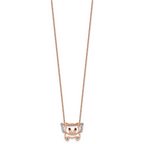 Cheryl M Sterling Silver Rose Gold-plated Polished Black and White CZ Flying Pig 16 Inch with 2 Inch Extension Necklace