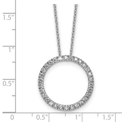 Cheryl M Sterling Silver Rhodium-plated Polished CZ Circle 16 Inch with 2 Inch Extension Necklace