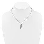 Cheryl M Sterling Silver Rhodium-plated Polished Black and White CZ Snake 16 Inch with 2 Inch Extension Necklace
