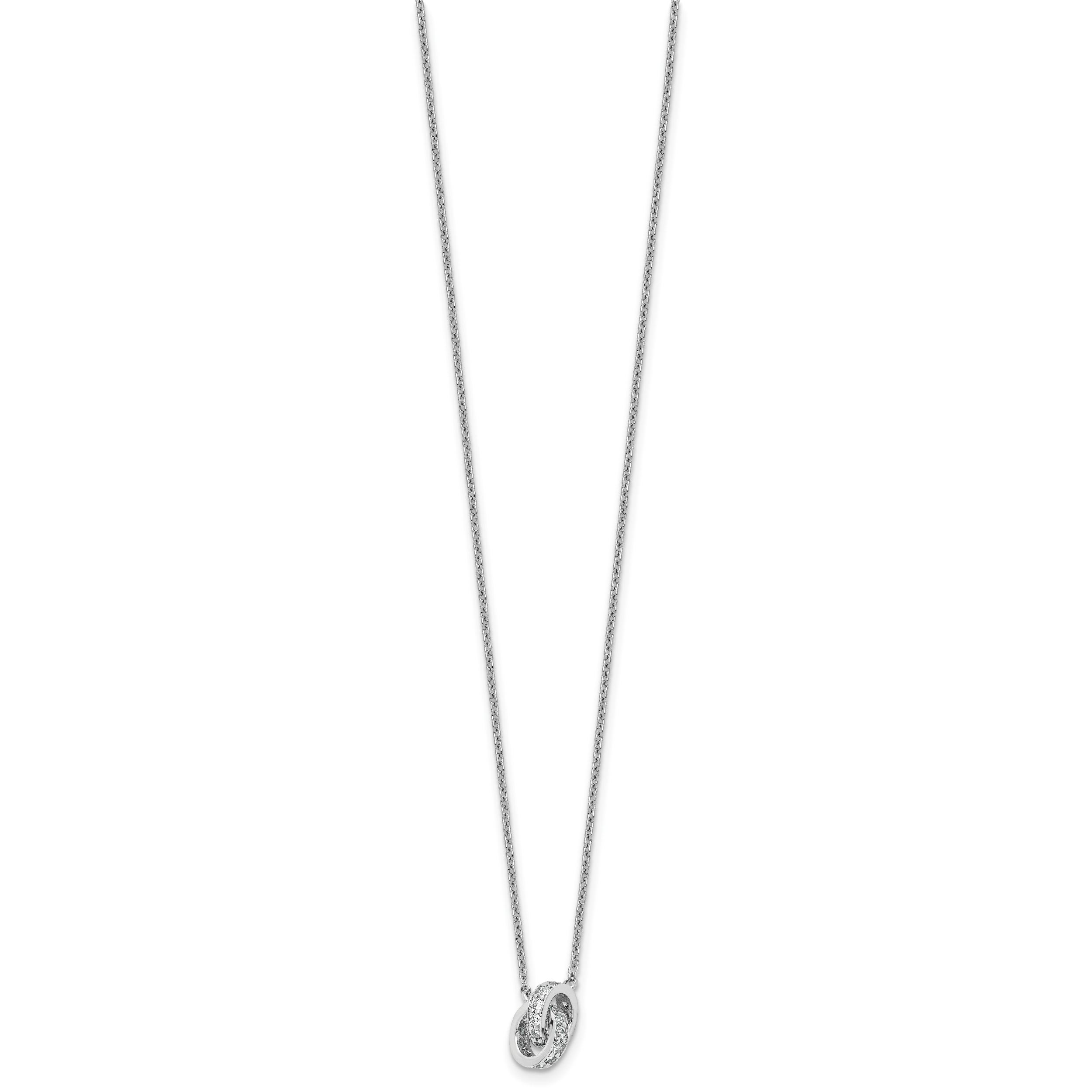 Cheryl M Sterling Silver Rhodium-plated Polished CZ Interlocking Circles 16 Inch with 2 Inch Extension Necklace Secondary image