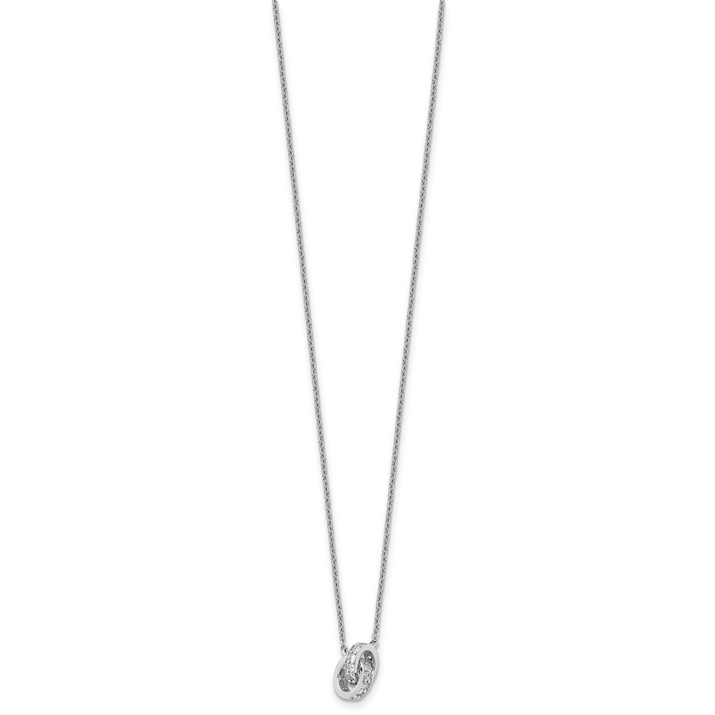 Cheryl M Sterling Silver Rhodium-plated Polished CZ Interlocking Circles 16 Inch with 2 Inch Extension Necklace