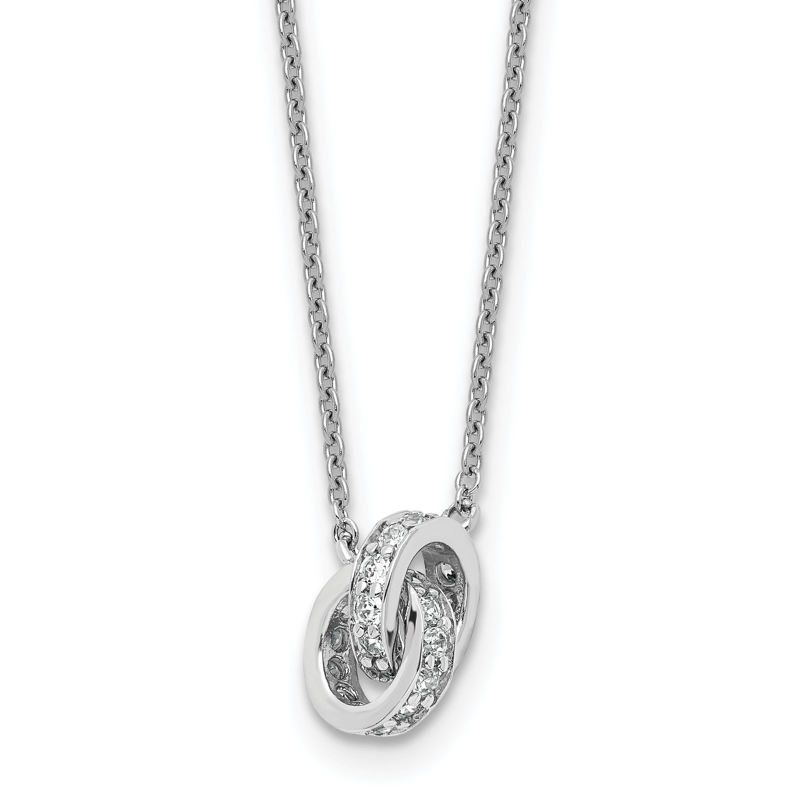 Cheryl M Sterling Silver Rhodium-plated Polished CZ Interlocking Circles 16 Inch with 2 Inch Extension Necklace Main image