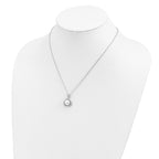 Cheryl M Sterling Silver Rhodium-plated Polished Freshwater Cultured Pearl and CZ 16 Inch with 2 Inch Extension Necklace