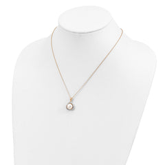 Cheryl M Sterling Silver Gold-plated Polished Freshwater Cultured Pearl and CZ 16 Inch with 2 Inch Extension Necklace