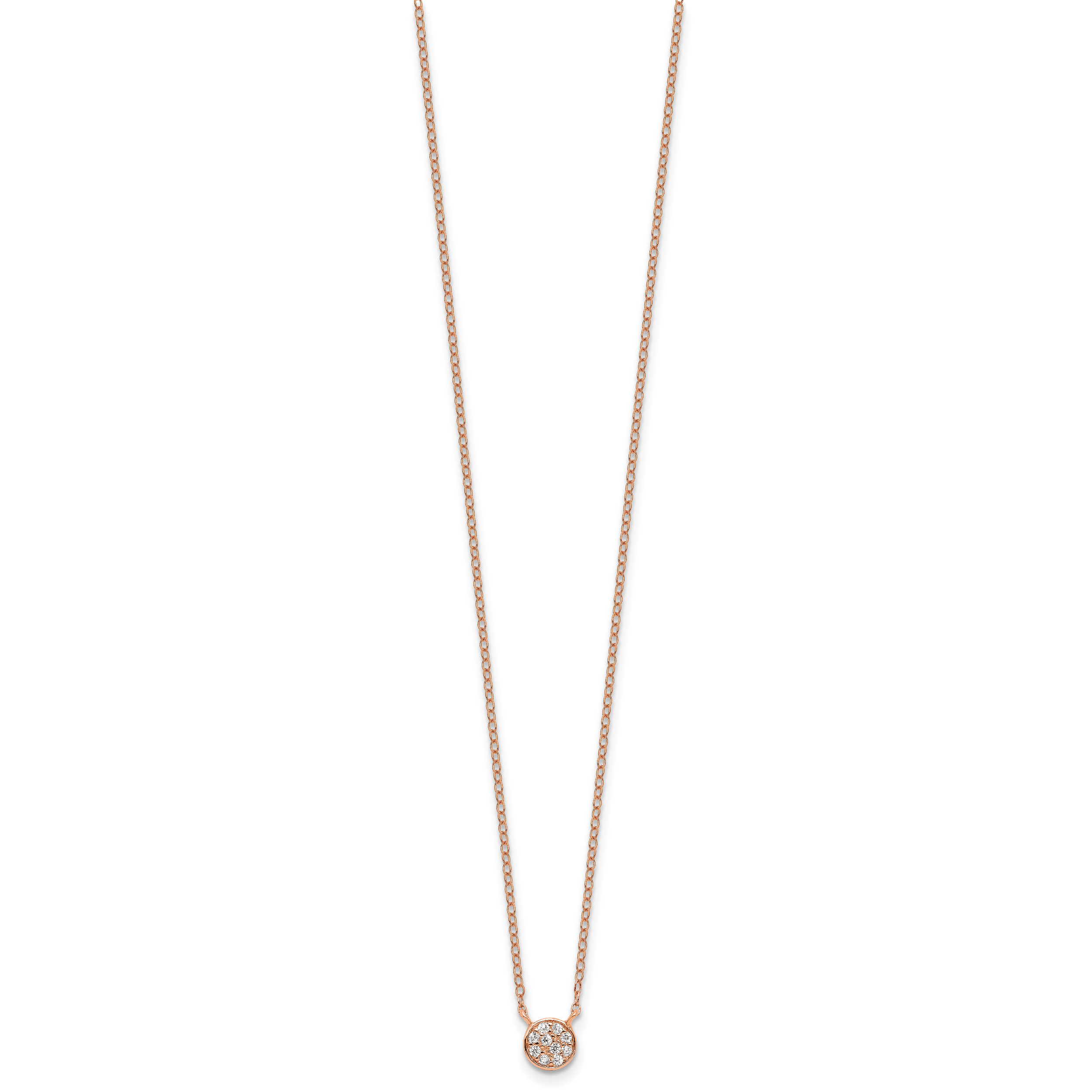 Cheryl M Sterling Silver Rose Gold-plated Polished CZ Cluster Circle 16 Inch with 2 Inch Extension Necklace