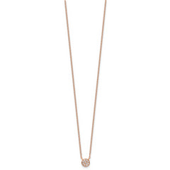 Cheryl M Sterling Silver Rose Gold-plated Polished CZ Cluster Circle 16 Inch with 2 Inch Extension Necklace