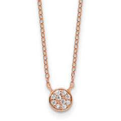 Cheryl M Sterling Silver Rose Gold-plated Polished CZ Cluster Circle 16 Inch with 2 Inch Extension Necklace