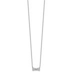 Cheryl M Sterling Silver Rhodium-plated Polished CZ Bow 16 Inch with 2 Inch Extension Necklace