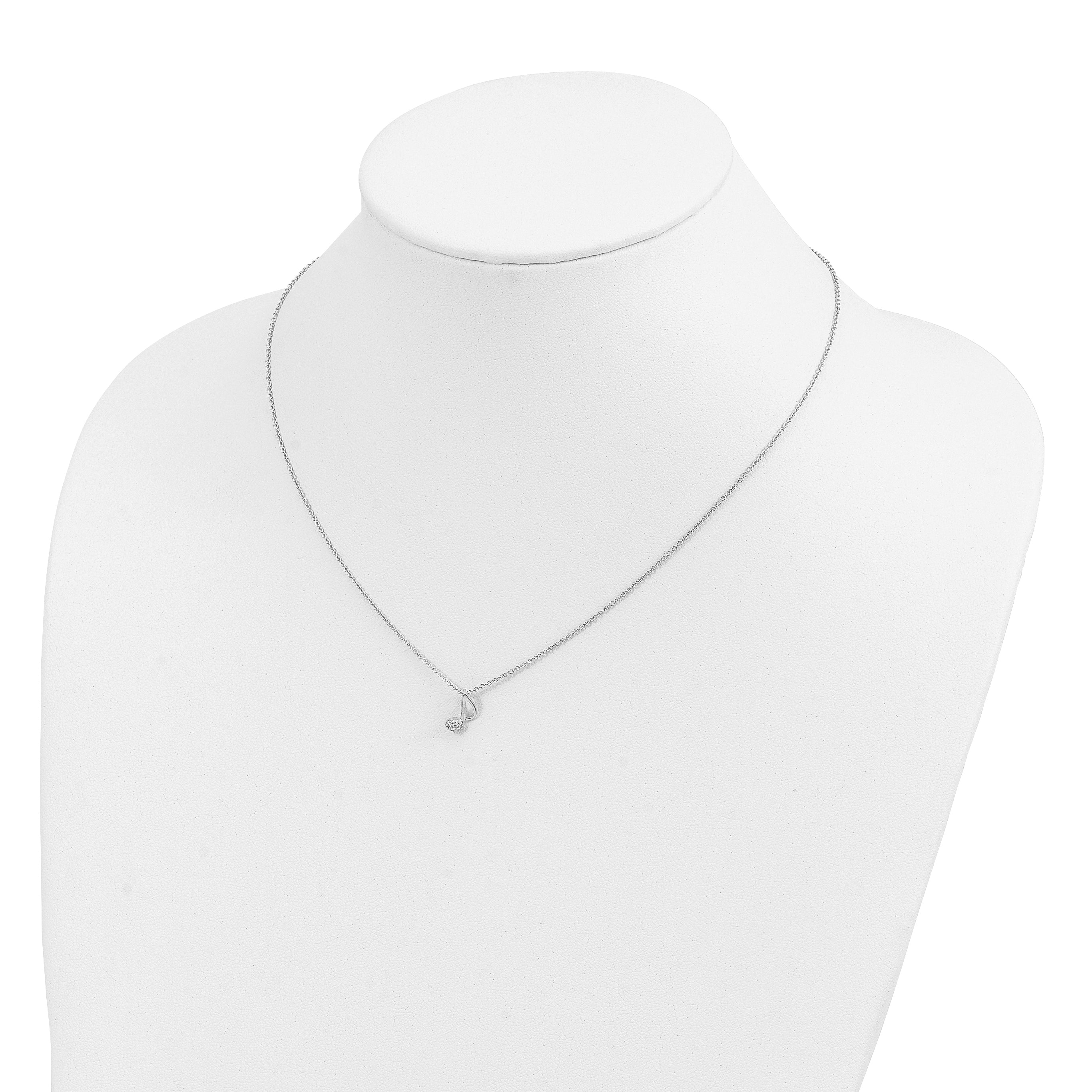 Cheryl M Sterling Silver Rhodium-plated Polished CZ Music Note 16 Inch with 2 Inch Extension Necklace