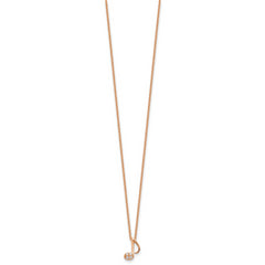 Cheryl M Sterling Silver Rose Gold-plated Polished CZ Music Note 16 Inch with 2 Inch Extension Necklace