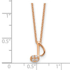 Cheryl M Sterling Silver Rose Gold-plated Polished CZ Music Note 16 Inch with 2 Inch Extension Necklace