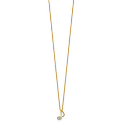 Cheryl M Sterling Silver Gold-plated Polished CZ Music Note 16 Inch with 2 Inch Extension Necklace