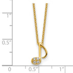 Cheryl M Sterling Silver Gold-plated Polished CZ Music Note 16 Inch with 2 Inch Extension Necklace