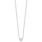 Cheryl M Sterling Silver Rhodium-plated Polished CZ Open Heart 16 Inch with 2 Inch Extension Necklace