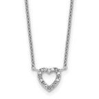 Cheryl M Sterling Silver Rhodium-plated Polished CZ Open Heart 16 Inch with 2 Inch Extension Necklace