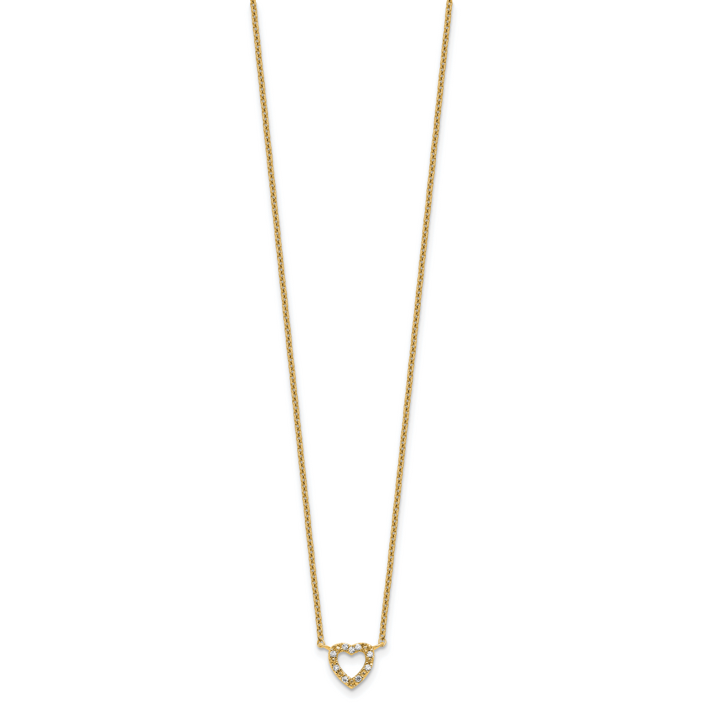 Cheryl M Sterling Silver Gold-plated Polished CZ Open Heart 16 Inch with 2 Inch Extension Necklace