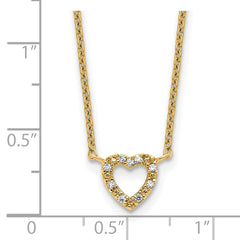 Cheryl M Sterling Silver Gold-plated Polished CZ Open Heart 16 Inch with 2 Inch Extension Necklace