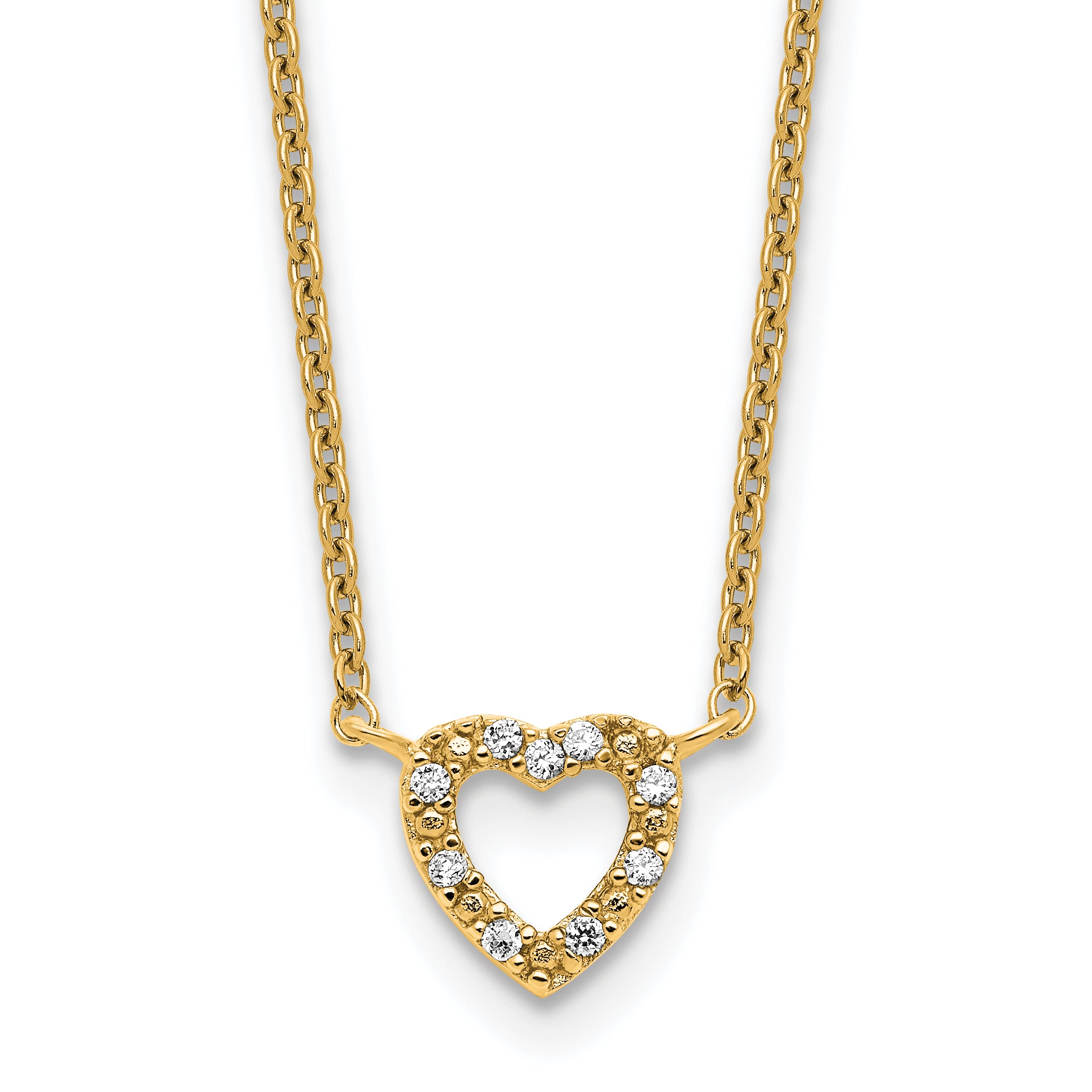 Cheryl M Sterling Silver Gold-plated Polished CZ Open Heart 16 Inch with 2 Inch Extension Necklace Main image