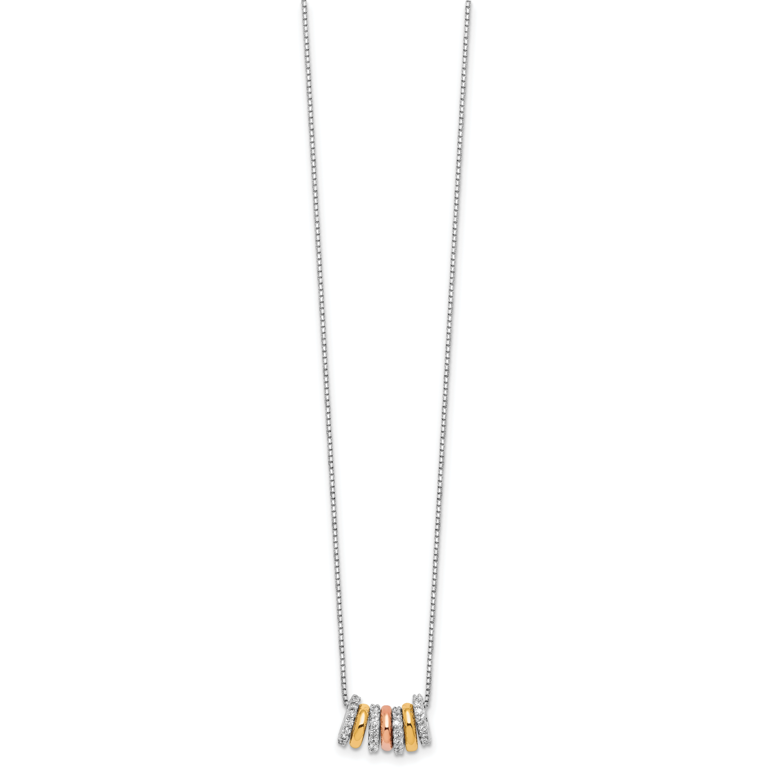 Cheryl M Sterling Silver Rhodium Rose and Yellow Gold-plated Polished CZ Circles 16 Inch with 2 Inch Extension Necklace Secondary image