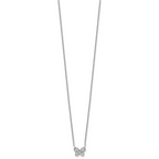 Cheryl M Sterling Silver Rhodium-plated Polished CZ Butterfly 16 Inch with 2 Inch Extension Necklace